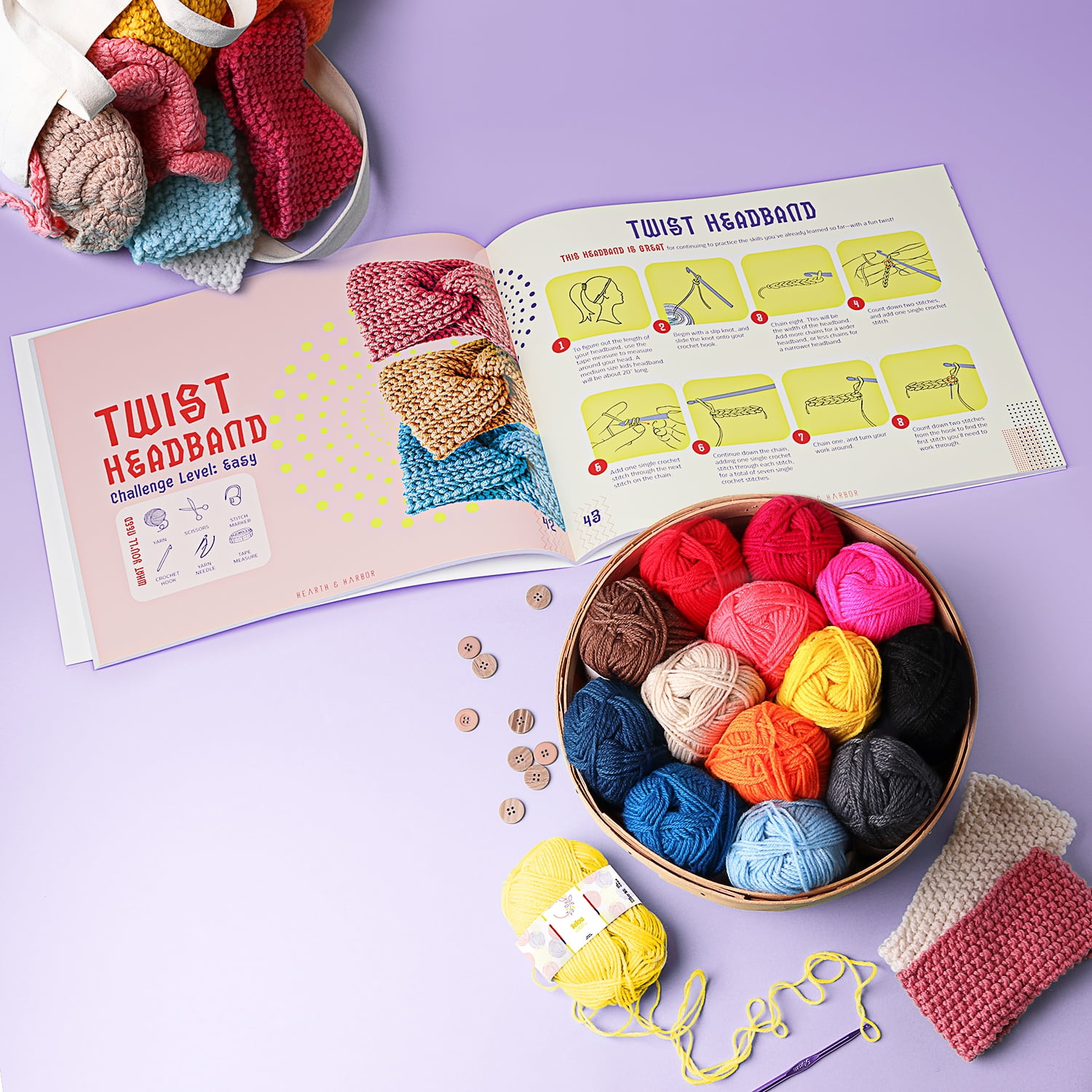 Craftbud Beginner Crochet Kit for Adults and Kids, 80 Piece Crochet Set  with Step-by-Step Guide and Projects Book, Crochet Starter Kit 