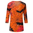 thumbnail image 6 of Trgacdwlo S-5XL Halloween Pumpkin Shirts Women Ghost Graphic Spooky V Neck 3/4 Sleeve Tops for Women Fall Cat Pumpkin Print Tunic Tops for Women, 6 of 7