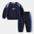 thumbnail image 2 of Duqingm Toddler Baby Boy Clothes Infant Long Sleeve Tops Pants Sweatsuit Outfits (Navy,12-18 Months), 2 of 7