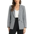 thumbnail image 1 of BLAZERS CHIC PARA MUJER INSPIRADOS, Con solapa muesca, de manga larga, con un botón, blazer de cuadros en blanco y negro, talla S, 1 of 6
