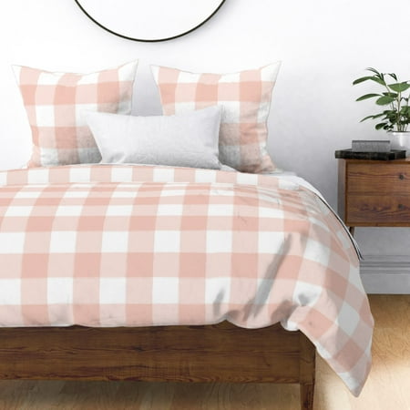 Buffalo Check Messy Pink Gingham Large Blush Sateen Duvet Cover By