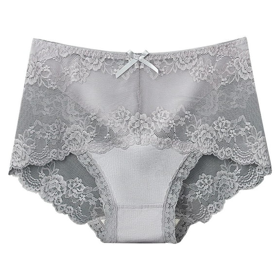 Gfyviroh Women's Briefs Solid Color Lace Printing Breathable Underwear Casual Comfortable High-rise Panties