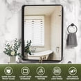thumbnail image 6 of Antok 20×30 Inch Frameless Rectangular Bathroom Mirror, Wall Mounted Vanity Mirror with Rounded Corners, Anti-Rust, Horizontal/Vertical Hanging, Black, 6 of 8