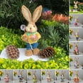 thumbnail image 3 of Yoone Hand Woven Artificial Straw Bunny Rustic Realistic Photography Prop Multiple Styles Desktop Ornament Standing Rabbit Figure for Garden, 3 of 6