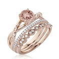 thumbnail image 3 of Gorgeous Rings Boho & hippie 2.10 Carat Round Cut Morganite And Diamond Moissanite Engagement Ring, Unique Wedding Ring, Trio Rings Set in 925 Sterling Silver With 18k Rose Gold Plating, Promise Ring, 3 of 3