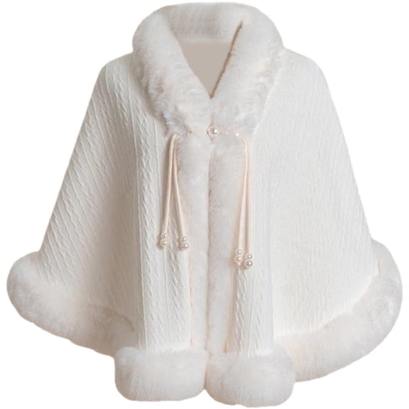 vlrwzc Fuzzy Wrap Shawl Winter Coat Fleecing Intensification Chinese Style Shawl Solid Color Cloak Cape Shawl Wraps