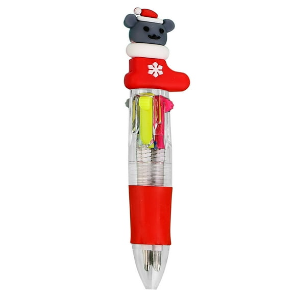 Four Kinds Of Christmas Pens Can Replace The Writing Color Ballpoint Pen Cartoon Snowman Old Man 4 Color Oil Pen Hand Account Color Press Pen Student Gift (8ML) Nice Pens for Men under 10