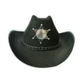 thumbnail image 4 of Sombrero de vaquero occidental para hombre y mujer, sombrero para el sol al aire libre, sombrero de Jazz, sombrero de de ala ancha para vacaci Negro, 4 of 8