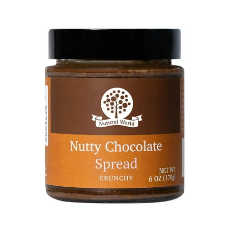 Nutural World - Crunchy Nutty Chocolate Spread 6 oz (170g) - Sugar-Free, Vegan, Kosher, Paleo Friendly