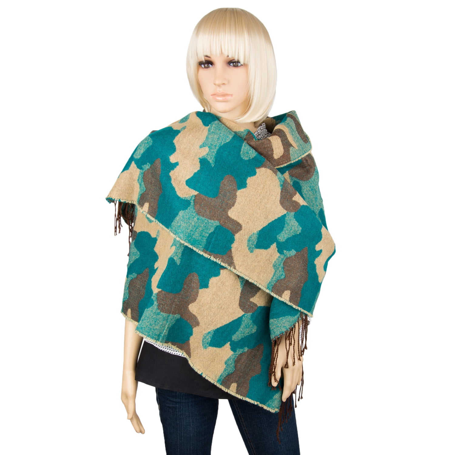 Women's Adult Warm Woolen Weave Sleeve Edge Scarf Wrap Series