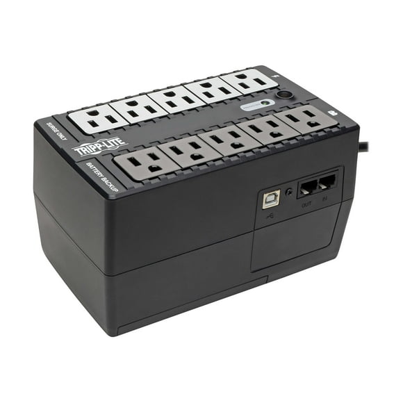Tripp Lite UPS 600VA 325W Desktop Battery Back Up Compact 120V USB5-15P Standby 10 Outlet PC - UPS - AC 120 V - 325 Watt - 600 VA - USB - output connectors: 10 - black