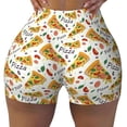 thumbnail image 2 of Fuzoiu Pizza Slices Print Women's Workout Shorts,Workout Biker Shorts Women,Exercise Fitness Shorts,Scrunch Short, Athletic Shorts for Gym Yoga Running Sport Active-Small, 2 of 8