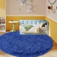 thumbnail image 2 of Socofuz Round Fluffy Rugs for Bedroom, Non-Slip Cute Soft Shaggy Carpet For Living Room, 6'x6' Blue, 2 of 8