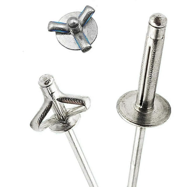 50pcs Silver Pop Folding Blind Rivet Aluminum Alloy Rivet 32mm 40mm 48mm Bolt Steel Shank Mandrel Exhaust Rivets Fasteners 50pcs 4.0x21mm