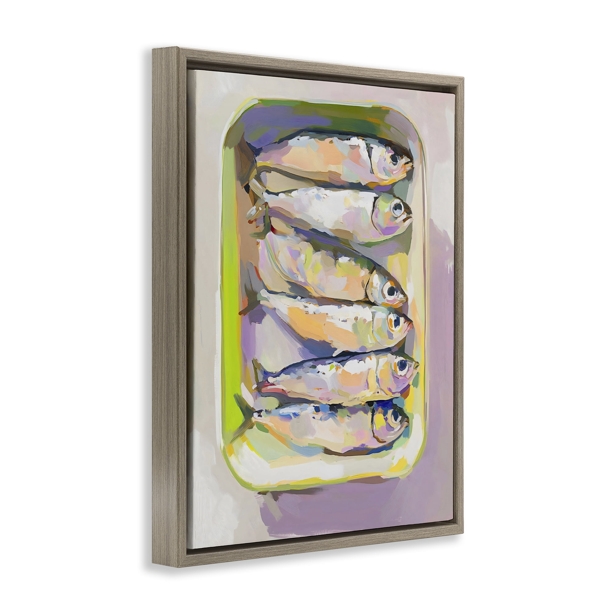 Stupell Industries Vibrant Hued Sardines Brown Framed Floater Canvas Wall Art, design by The Prints Vibe