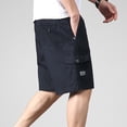 thumbnail image 4 of EOYWHK Men's Shorts for Casual Cotton Elastic Waist Multi Pockets Shorts Soft Lightweight Breathable Shorts for Basketball Gym Fitness Black XL, 4 of 5