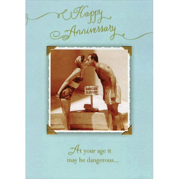 Designer Greetings Kissing Couple Wearing Bathing Suits Funny / Humorous Wedding Anniversary Congratulations Card