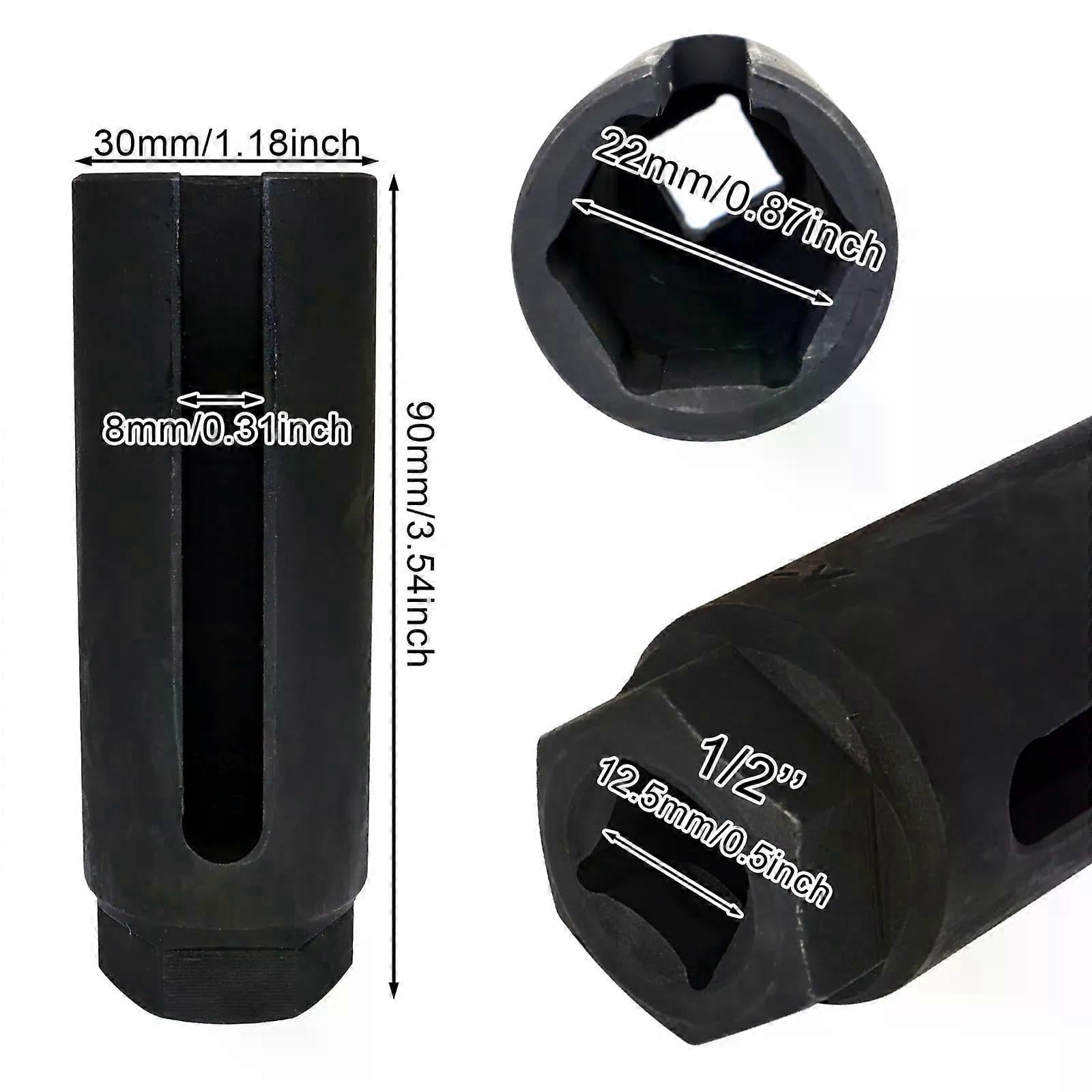 Oxygen Sensor Disassembly Tool Sensor Removal Socket Black Narrow Kit Auto Tool 1/2 Drive 8mm Slot CR-V Steel