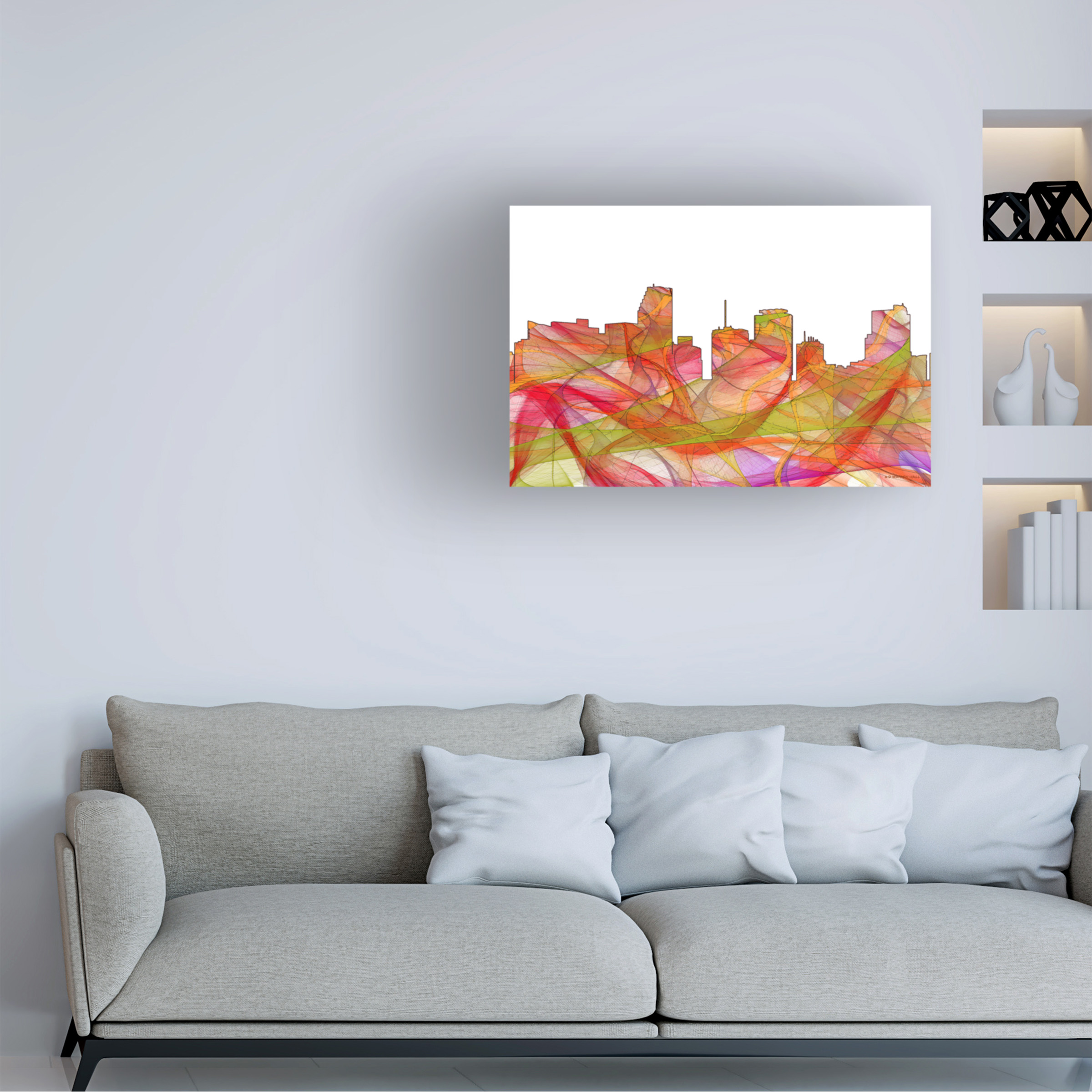 Marlene Watson 'Miami Florida Skyline Summer Swirl' Canvas Art