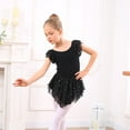 thumbnail image 3 of Aideaone Girls Ballet Dance Dress Toddler Leotards Ruffle Sleeve Shiny Ballet Tutu Skirt Black 2-9T, 3 of 7