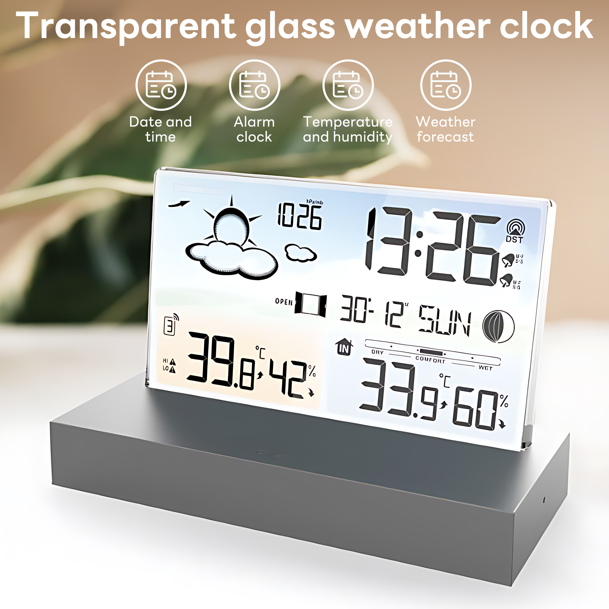INSMART Weather Station Wireless Indoor Outdoor Thermometer,Digital Weather Thermometer with Window Opening/Closing Reminder,Snooze Function,IPX4 Water Resistance,Supports Battery & USB Power Supply