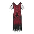 thumbnail image 2 of Njagoc3 Womens Sleeveless Fringe Trim Flapper Dress, 1920s Style Party Gown, Roaring Twenties & Costume Wear, 2 of 6