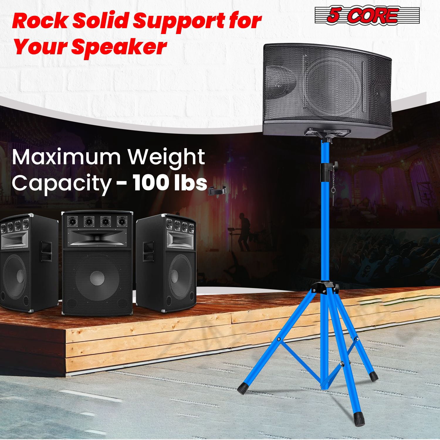 Speaker Stand 2Pcs Tripod Floor Tall Adjustable Up to 72 Inch DJ Studio Monitor Stands Pole Mount