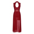 thumbnail image 4 of Linjinx Elegant Flowy Long Maxi Lyrical Modern Dance Dress Mesh Tank Dress Contemporary Dance Costume Burgundy XXL, 4 of 7