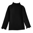 thumbnail image 3 of Ticikt Girls Lettuce Edge Neck Long Sleeve Slim Fit T-Shirt Tops Lightweight Knit Tee,Color:Black, 3 of 4