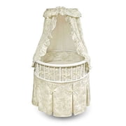 Badger Basket - Elegance Bassinet, White With Sage Toile Bedding