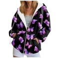 thumbnail image 2 of Kaprioy Womens Zip Up Oversized Hoodie Fall Fashion Clothing Trendy Numerous Butterfly Graphic Clothes Y2K Essentials Hoodie Purple, L, 2 of 7