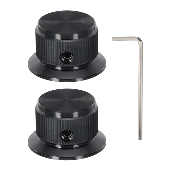 Uxcell Aluminium Potentiometer Knobs 6mm Control Knobs for Guitar,Power Amplifiers 24mm/0.94" Diam Black 2pcs