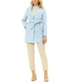 thumbnail image 2 of INSPIRE CHIC Juniors Mignon Col Rabattu à Simple Boutonnage Long Manteau Trench Ceinturé, 2 of 7