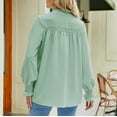 thumbnail image 4 of BLVB Womens Spring Fall Tunic Tops Crewneck Fold Button Long Sleeve Shirts Solid Casual Loose Ladies Dressy Blouse, 4 of 4