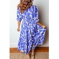 thumbnail image 2 of Women's Sky Blue Abstract Print Puff Sleeve Maxi Dress – Casual A-Line Style for Summer, XL, 2 of 7