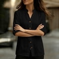 thumbnail image 4 of cocolona Linen Button Down Solid Color Blouses for Women Collar Long Sleeve Shirts Dressy Casual Tops, 4 of 6