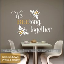 Bee Wall Decor Sticker Belong Together - Love Quote Decal- Honey Bee Wall Art Decal Sticker - Matte Vinyl Wall Decal Sayings for Wall Décor 36x23- Inch White/Honey
