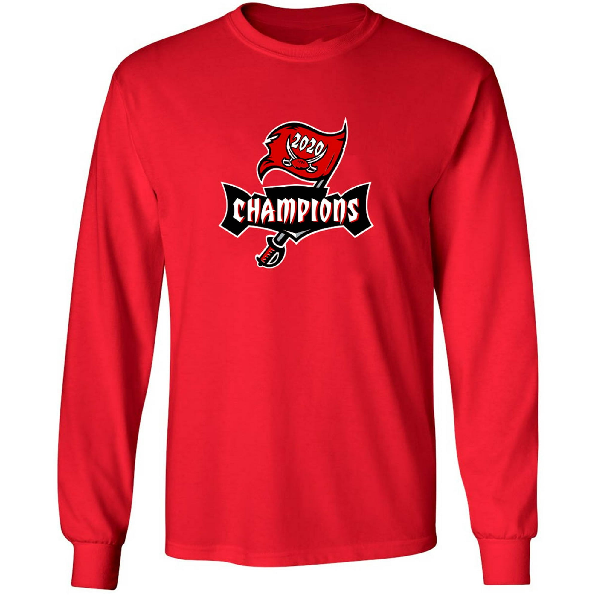 LONG SLEEVE RED Buccaneers Super Bowl LV 55 Champions T-shirt YOUTH SMALL 