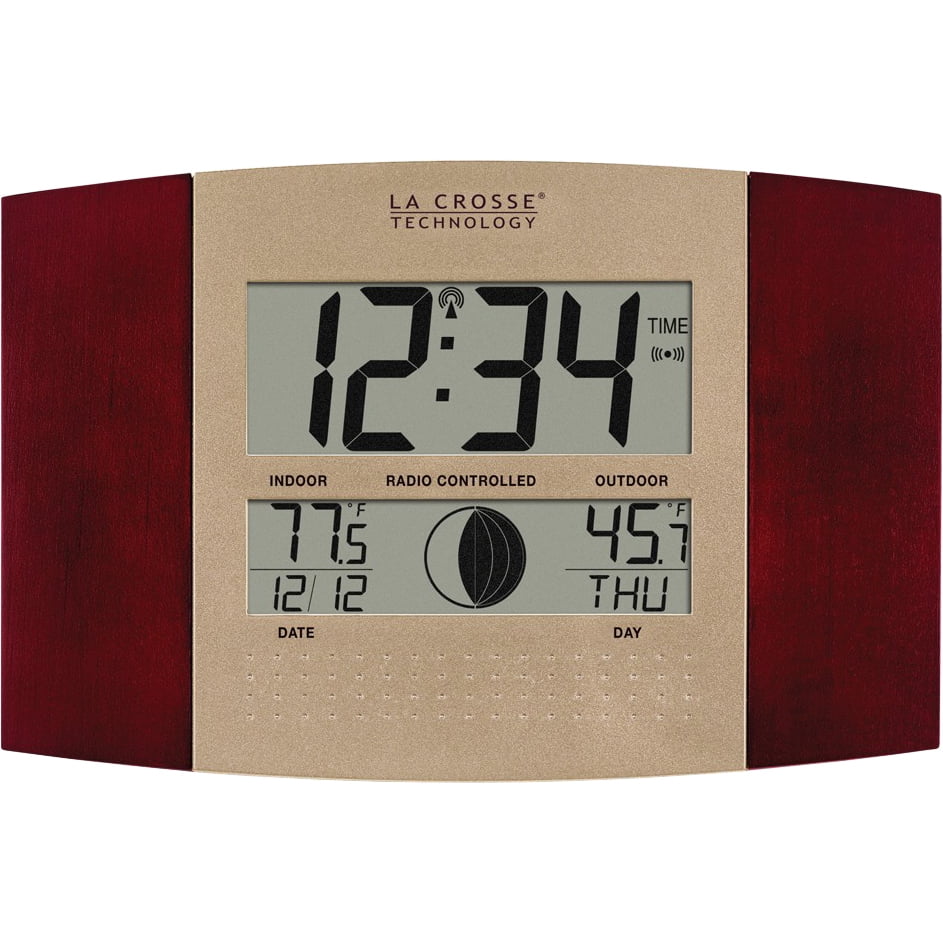 Atomic Wall Clock with Outdoor Temperature by La Crosse 12.2 Inches