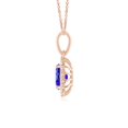 thumbnail image 2 of ANGARA Natural Oval Tanzanite Pendant with Floral Diamond Halo in 14K Rose Gold for Women (Size-7x5mm) | December Birthstone, Anniversary, Jewelry Gift for Women | Natural Tanzanite Necklace, 2 of 8