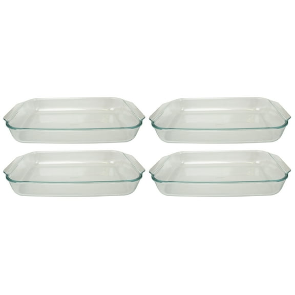 Pyrex 233 3Qt Oblong Rectangular Clear Glass Casserole Baking Dish (4-Pack)