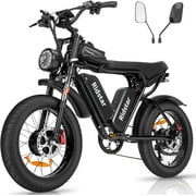 Electric Bike for Adults Ridstar,  52V/40Ah Battery 20" Fat Tire Electric Motorcycle,750W Electric Bike with Removable E-Bike Shamano 7 Full Suspension Electric Bicycle UL2849
