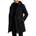 thumbnail image 6 of Trikvn Men Peacoat Wool Winter Trendy Tweed Long Hooded Double Breasted Overcoat Warm Vintage Outerwear with Pockets Thermal, 6 of 7