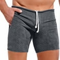 thumbnail image 6 of WAENQINLA Men's Casual Lounge Shorts Solid Color Slim Fitted Workout Shorts Stretchy Ribbed Texture Drawstring Activewear Shorts Dark Gray Shorts,Size S-2XL, 6 of 6