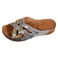 thumbnail image 6 of Womens Platform Sandals Color Block Slip on Slides Buckle Strap Comfortable Cushioned Low Wedge Orthopedic Walking Shoes Silver Size 7, 6 of 6