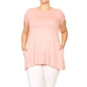 PLUS Women's Short Sleeves Solid Tunic Top