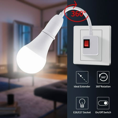 

Innens Light Bulbs Adapter Converter E27/E26 Extension Holder On/Off Switch