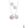 thumbnail image 2 of Delight Jewelry Silvertone Domed Multi Color MPharm Silver tone Snowflake Charm Necklace and Stud Earrings, 2 of 4