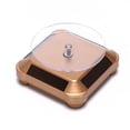 thumbnail image 2 of ​SENRISE ABS Solar/Battery Powered 360° Rotary Display Stand Turntable Display Jewelry Watch Phone Holder Round Gold, 2 of 5