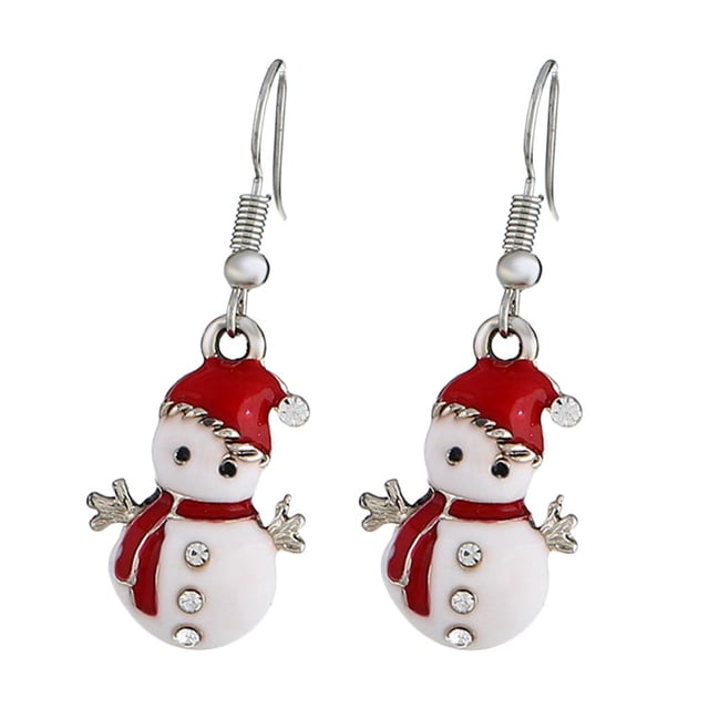 1 par de pendientes de Navidad, regalos de joyería de vacaciones para mujeres y niñas, gota de joyería monigote de nieve Yuyangstore pendiente de tema navideño